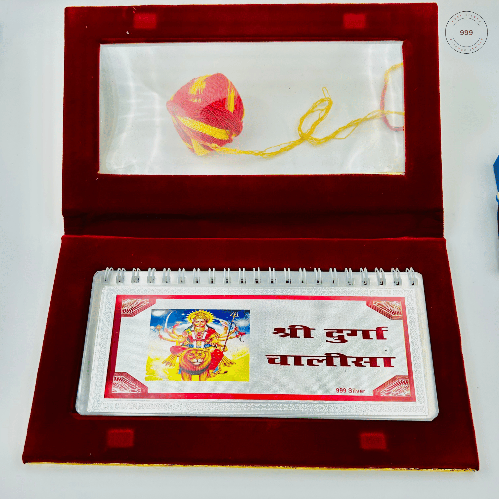 Pure Silver Durga Chalisa with Gift Box.