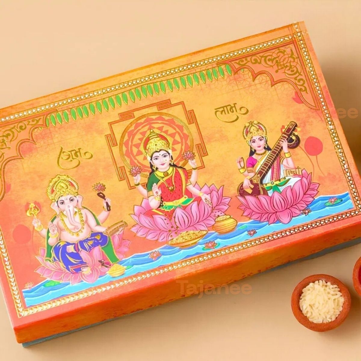 Diwali Silver Coin Musical Gift Box with Pooja Samagri