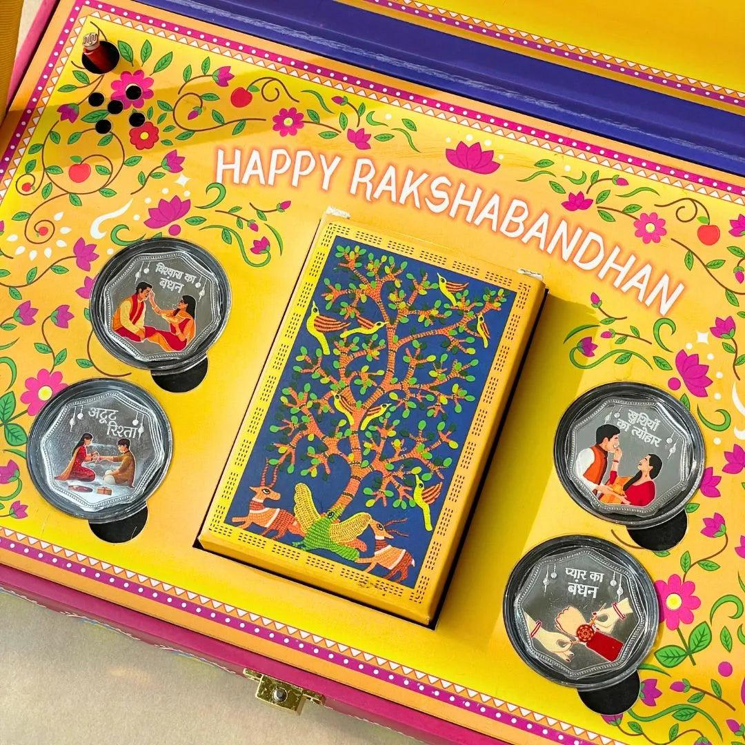Rakhi Silver Coin Musical Gift Box Set With Cards