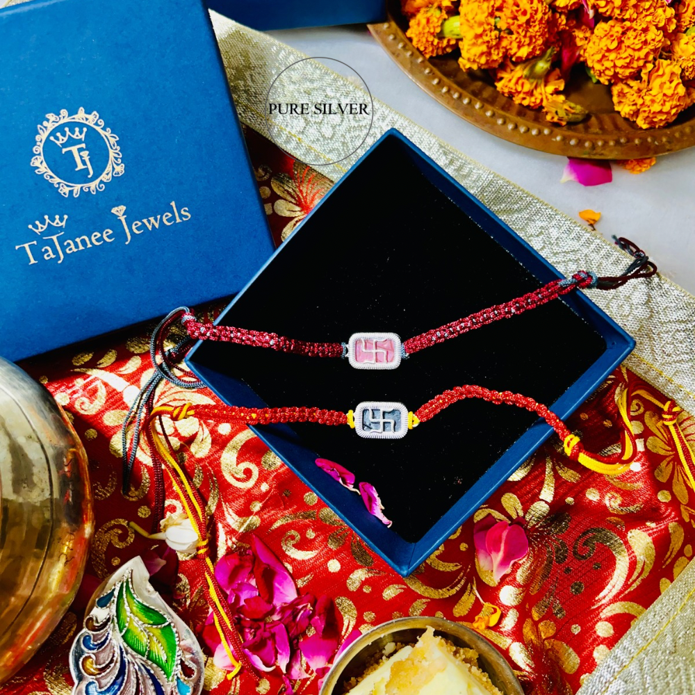 Silver Swastik Rakhi