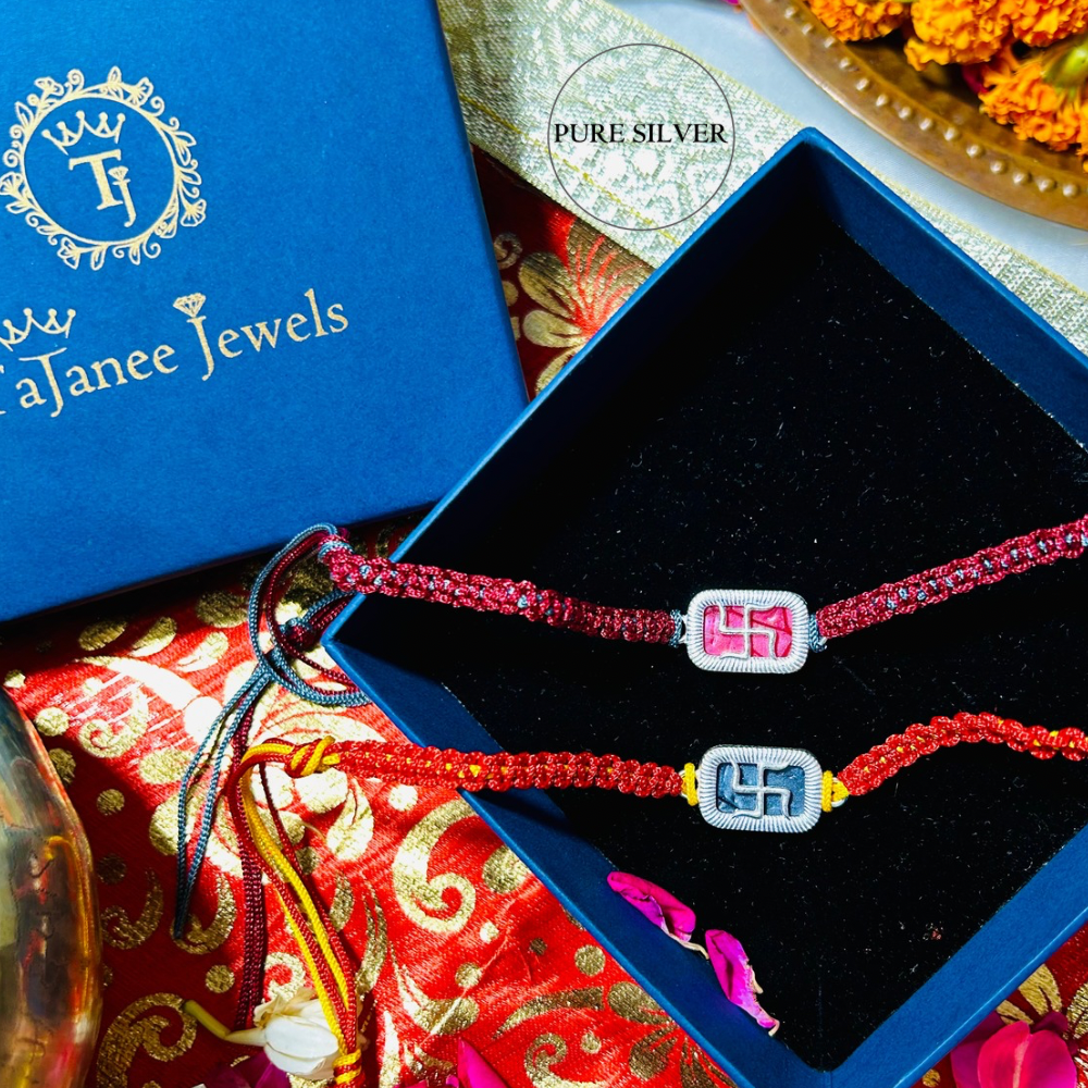 Silver Swastik Rakhi