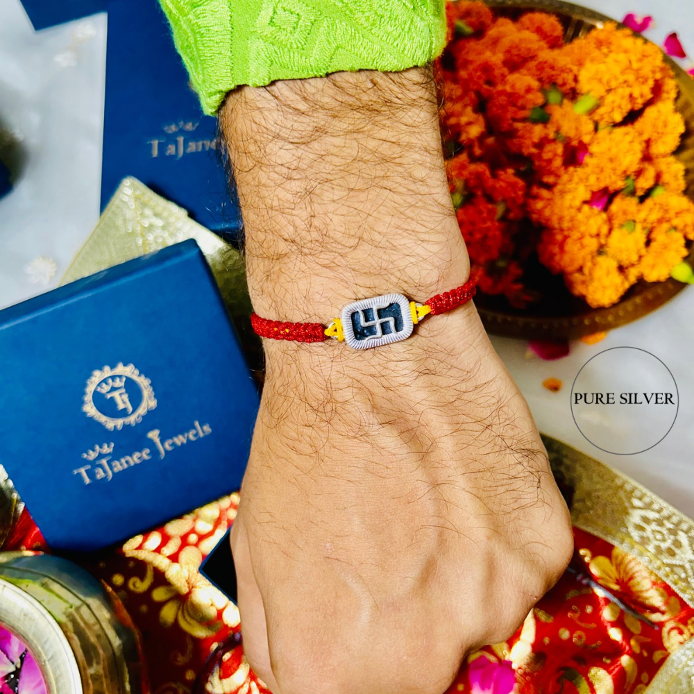 Silver Swastik Rakhi