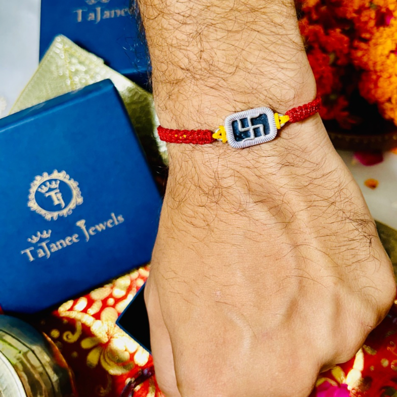 Silver Swastik Rakhi