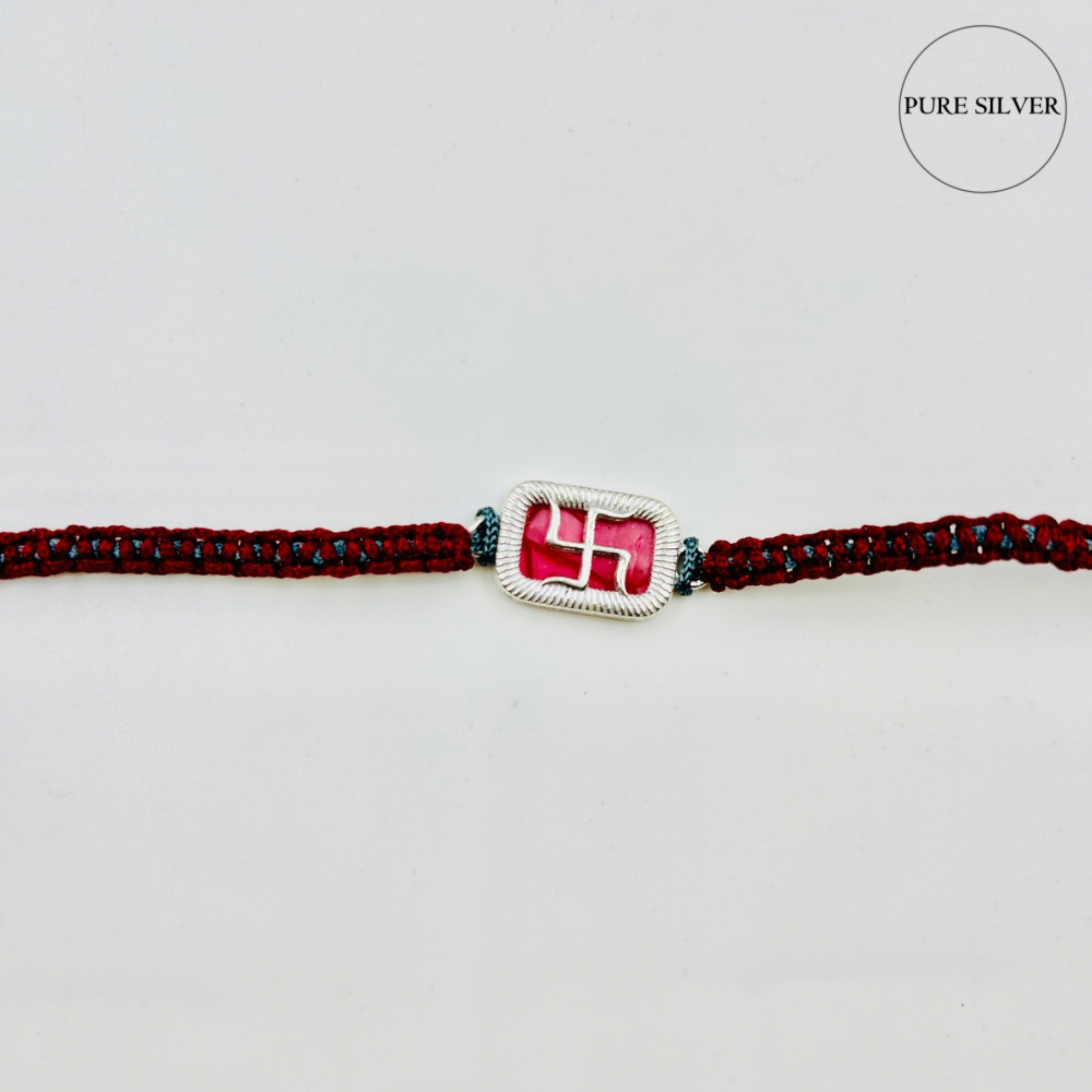 Silver Swastik Rakhi