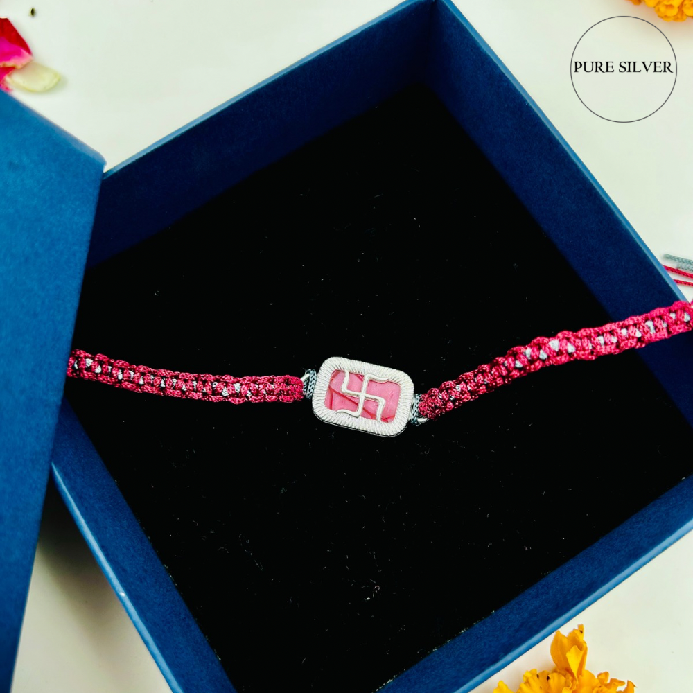 Silver Swastik Rakhi