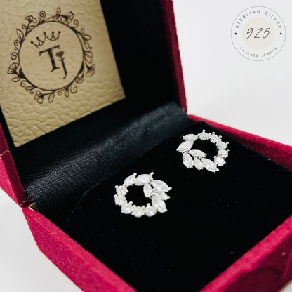 Silver Zircon Round Earrings