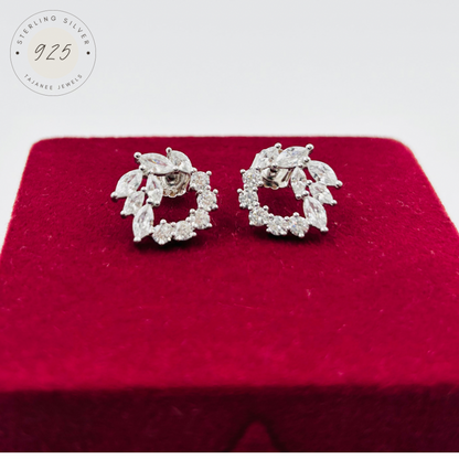 Silver Zircon Round Earrings