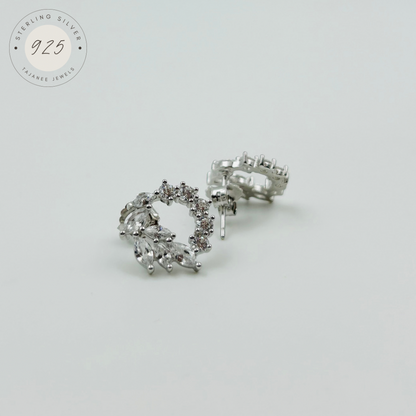 Silver Zircon Round Earrings