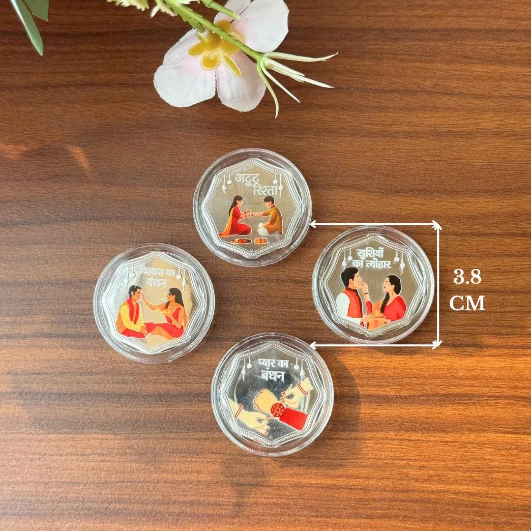 Rakhi Silver Coin Musical Gift Box Set With Cards