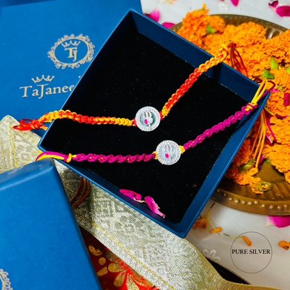 Silver Trishul Rakhi and OM Rakhi 🕉️