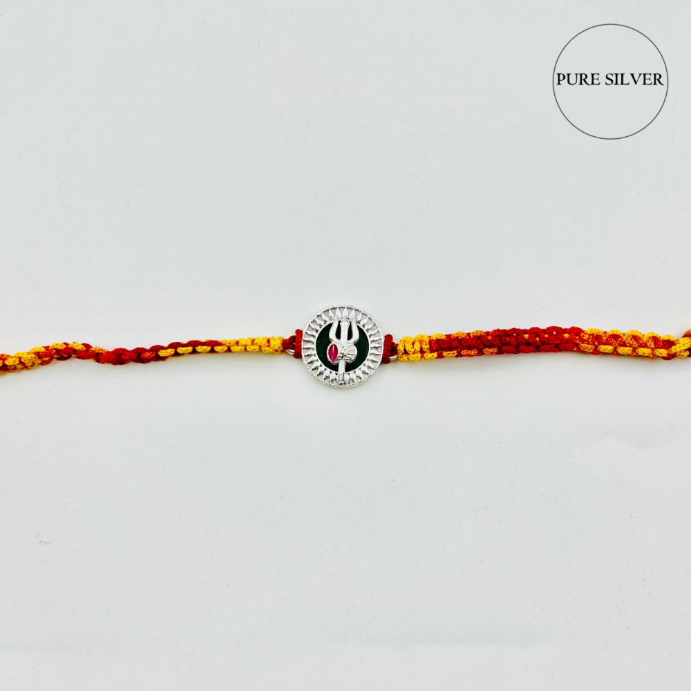 Silver Trishul Rakhi 🕉️